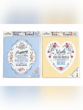 Set of 2 Sentiment Tea Towels Floral Cottagecore Kitchen Decor Gift